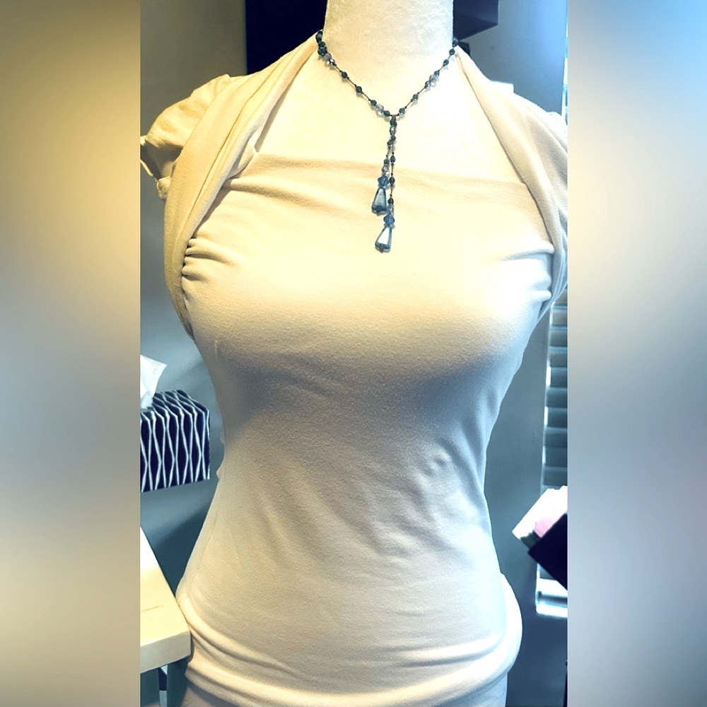 Cache Sexy White Cap Sleeve Bra Top Sz Small